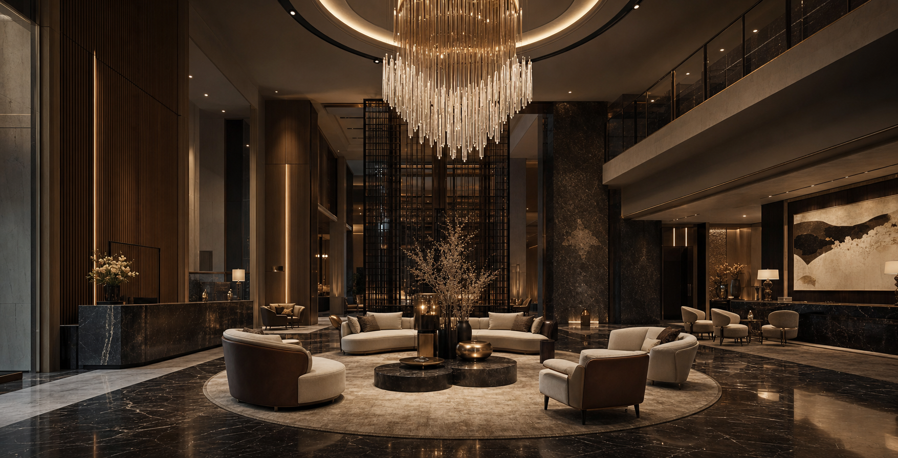 Luxury boutique hotel lobby